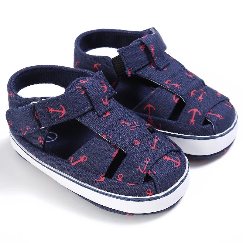 Summer Newborn Baby Fashion Soft Crib Shoes First Walker Anti Slip Sandals Shoes Boy Girl  Prewalker Canvas Casual Shoes 0-18M