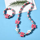 Mädchenperlen Spielzeug Halskette + Armband Schmetterlinge Blumen Baby Handgemachte Halsketten Accessoires Prinzessin Kinder Geburtstagsgeschenke