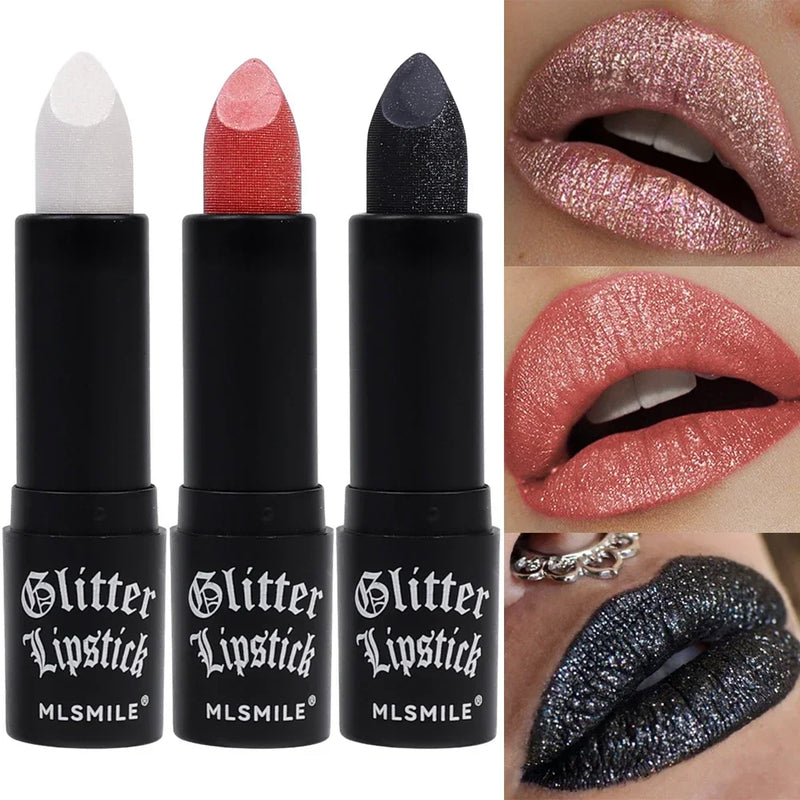 Black Diamond Lipstick Glitter Waterproof Non-stick Cup Glitter Sexy Red Lip Tint Lipsticks Lasting Shiny Lips Makeup Cosmetics