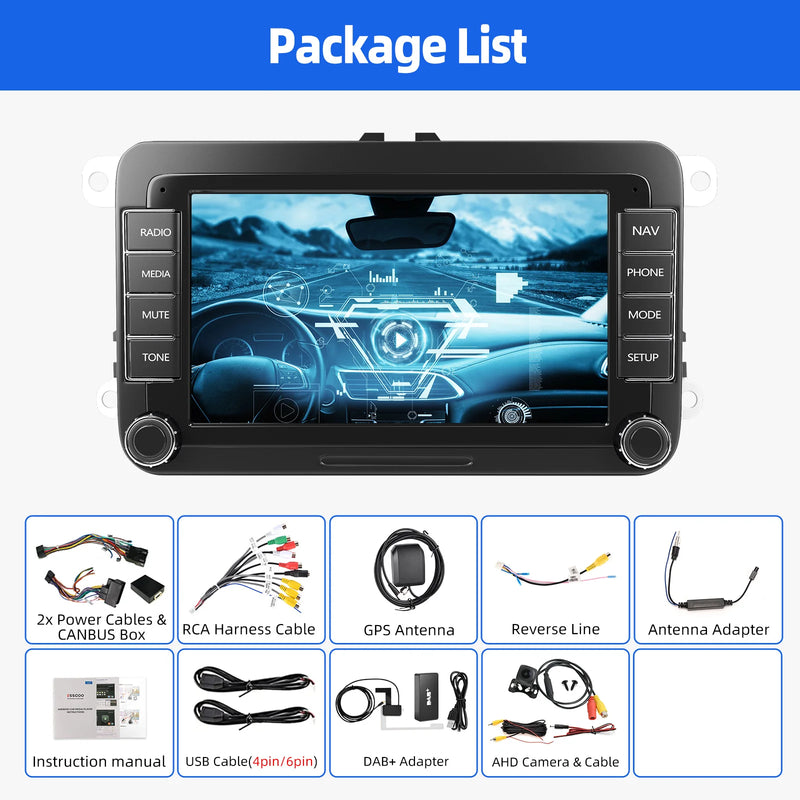 ESSGOO Android 14 4G 64G For Volkswagen Passat b6 b7 golf 5 6 Polo Jetta Skoda Car Radio Multimedia Player GPS WiFi RDS Carplay