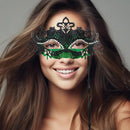 Metal Fancy Elegant Party Masque with Handheld Stick Half Face Venetian Masque with Rhinestones for Women Men Prom Masquerade