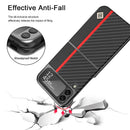 EUCAGR Ultrathin Carbon Fiber Leather Case For Samsung Galaxy Z Flip 3 4 5 Back Cover For Samsung Z Flip 6 Shockproof Phone Case