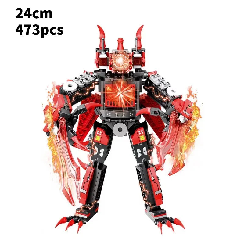 Skibidi Toilet Clock Man Building Blocks Toys Cameraman Speakerman Monitor Titan Tv Man Juguetes Brick Model Toys Gift For Kids