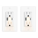 LED Night Light Outlet with 24W USB C+A Fast Charging, 4.8A, On/Off Switch