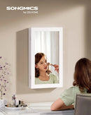 SONGMICS Wall-Mounted Jewellery Cabinet, Mirror with Storage, Lockable Mirrored Cabinet, Jewellery Organiser with Mirror