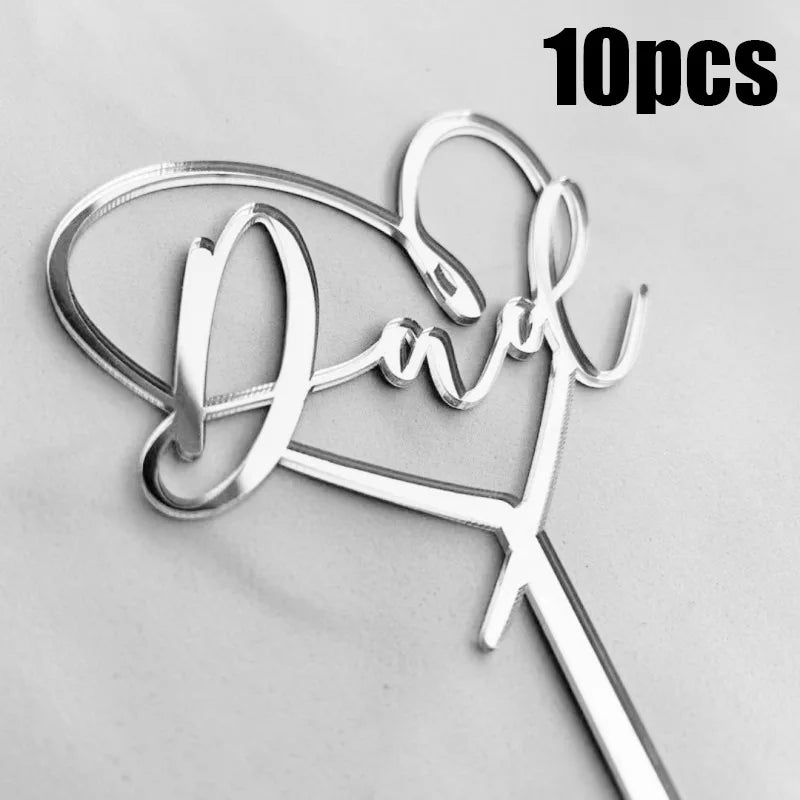 10Pcs Acrylic Dad Birthday Cakes Topper for Father's Day Party DIY Baking Cupcake Decor Tools Happy Birthday Decoration Supplies