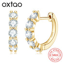 OXTAO Real 925 Silver 3.5mm Moissanite Clip Earrings Female Jewelry Hoop Earring Sparkling Lab Diamond Wedding Party Jewelry