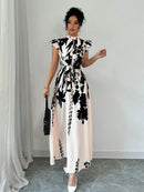 Women's elegant black and white dress, suitable for work, dates and vacations