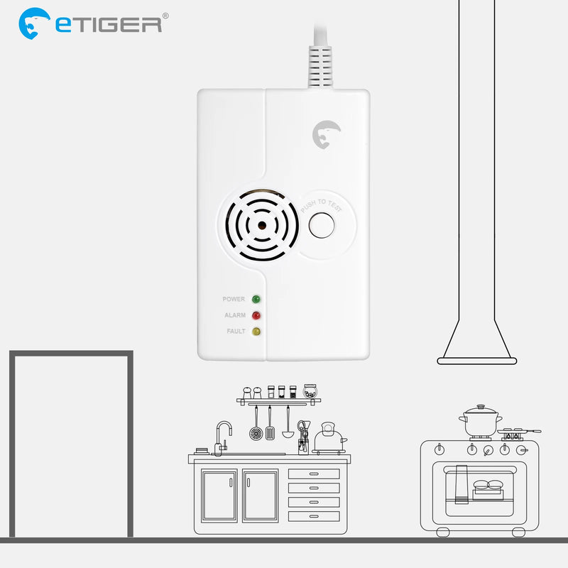 Etiger Home seciruty 433mhz Wireless Alarm Detector  Sensor Smoke Water leakage Gas SOS Panic Button for Home Intruder System