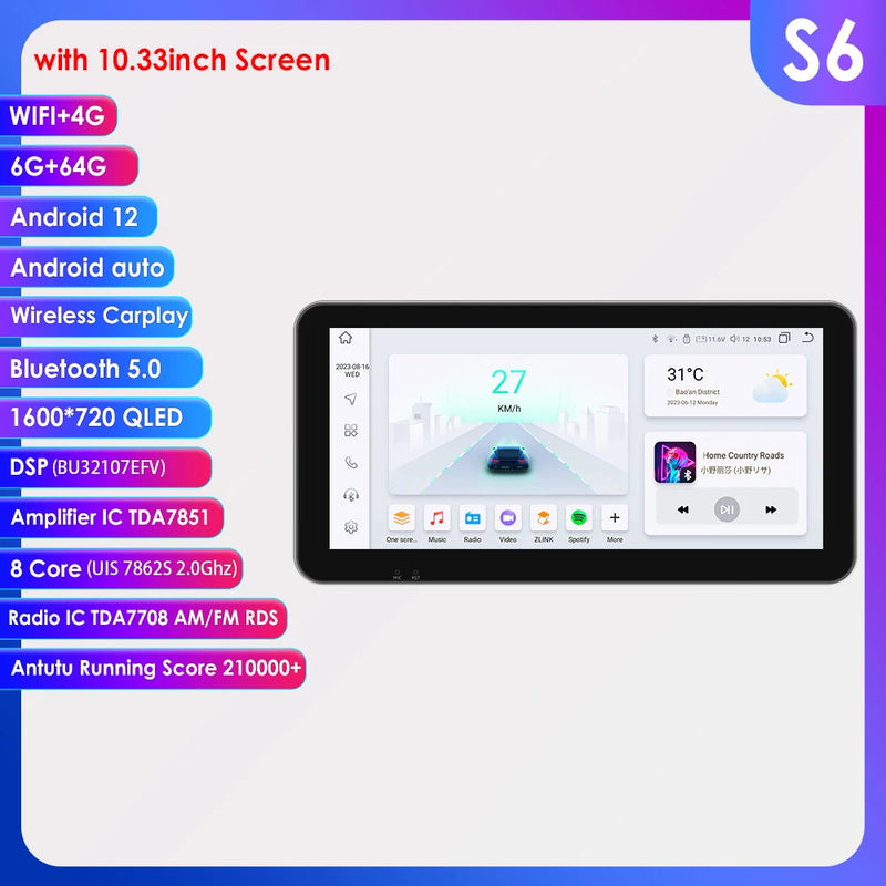 2din Android 13 Auto Car radio Universal Multimedia Video Player GPS Navi Audio Stereo  4G WIFI Carplay Screen Head Unit SWC FM