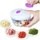 Mini manual food processor. 3-blade seasoning shredder, chipper and cutter