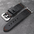 Handmade Black First Layer Cowhide Leather Watchband 45MM/49MM Suitable For Apple Watch Handmade Men Vintage Bracelet
