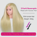 New Female Mannequin Training Doll Head With 70% Real Hair For Hairsyles Hairdressing Cosmetology Dolls Head With Stand Tripod