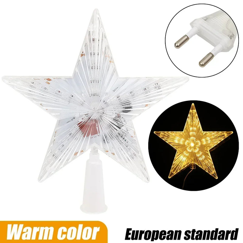 Christmas Star Tree Topper Lights LED Glowing Star Lamp Sparkling Night Light Xmas Tree Top Ornaments New Year Home Party Decor