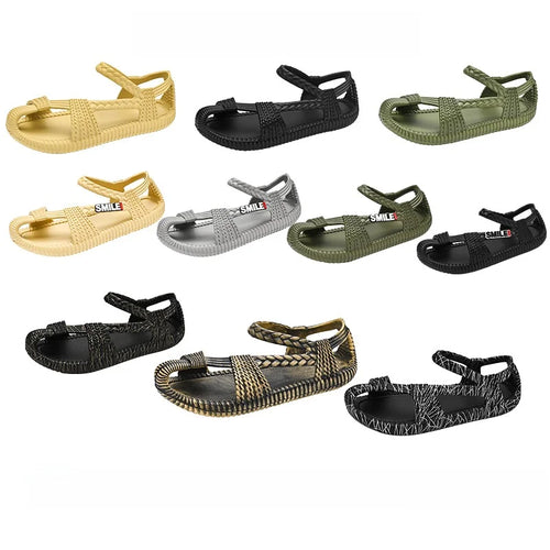Unisex Breathable Beach Sandals EVA Material Large Size 36-47 Woven Pattern Slip-On Shoes Comfortable Lightweight Summer Sandals