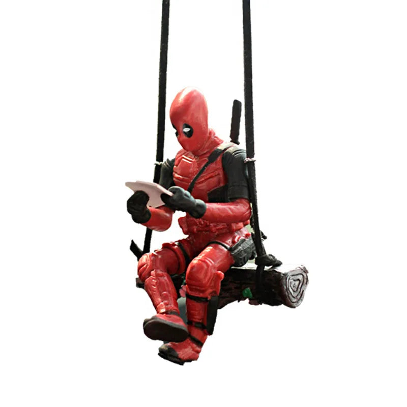 Disney Anime Figure Deadpool Car Ornaments Swing Pendant Decor Auto Rearview Mirror Hanging Interior Accessories Model Toys Gift