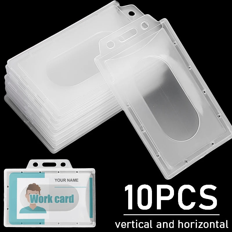 1-10Pcs Vertical & Horizontal Work Card Holders Cover Multifunctional Plastic Badge Work ID Card Sleeve Holder Protector Case