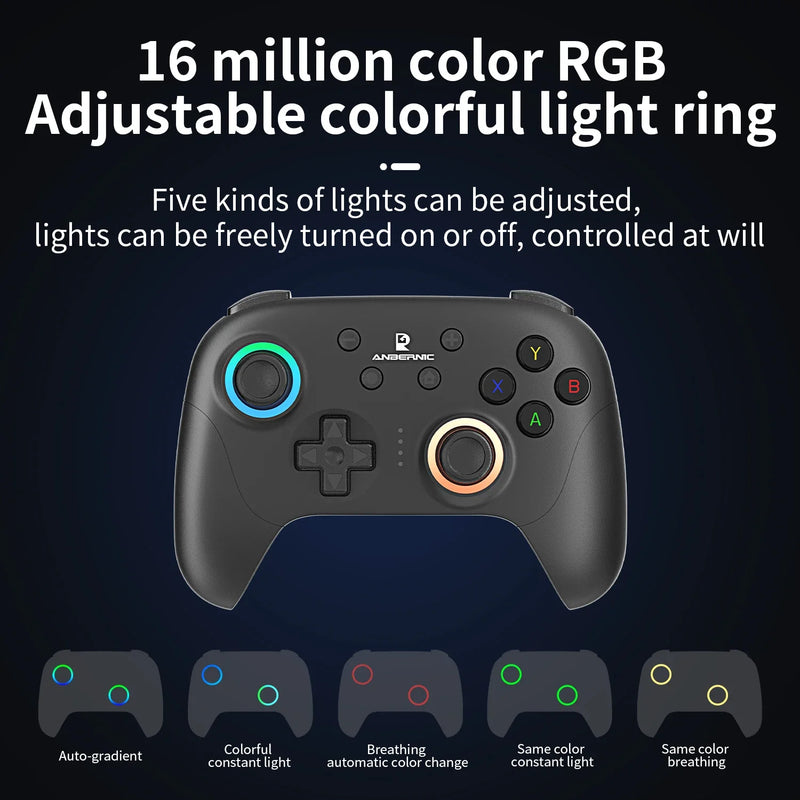 ANBERNIC RG P01 Gamepad Wireless Gaming Controller Hall Trigger Joystick Macro Key RGB Breathing Light For Switch PC Android IOS