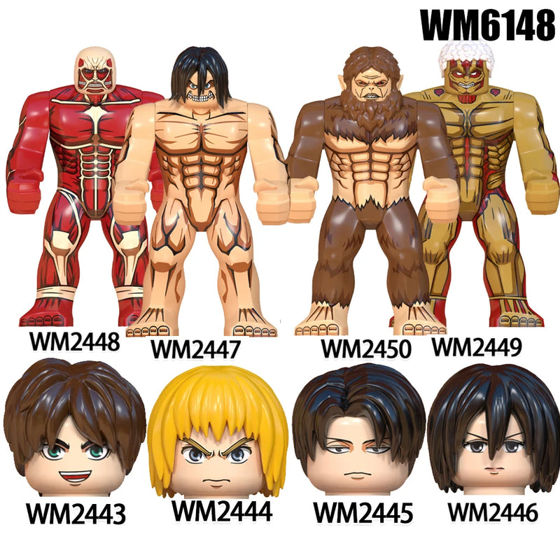 WM6148 Attack on Titan Anime Bricks Erem Jaeger Armin Levi Mikasa Mini Action Toy Figures Building Blocks For Children