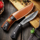 4inch Stainless Steel Boning Knife Handmade Forged Slicing Meat Cleaver Knives Small Pocket Knife with Sheath Wooden Handle