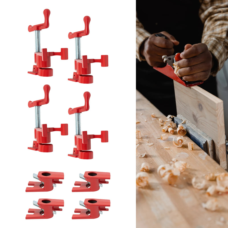 4 Pack 3/4" Wood Gluing Pipe Clamp Set Heavy Duty PRO Cast Iron Quick Release Bar Clamps Kit with Wide Base for Woodworking