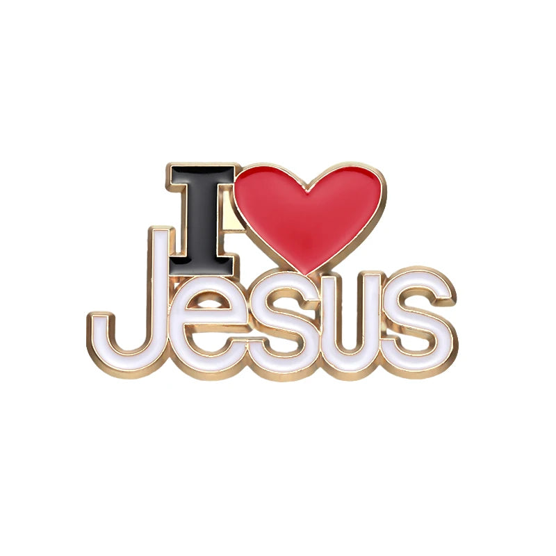 I Love Jesus Enamel Pin Christianity Religion Believers Live Forever Cross Easter Brooch Lapel Clothes Badge Love Faith Jewelry