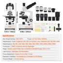 SucceBuy Compound Trinocular Microscope 40X-2500/40X-5000X Magnification Lab Microscope w/ LED Illumination & External Interface