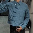INCERUN Men Plaid Shirt Lapel Long Sleeve Patchwork Loose Men Clothing Streetwear 2026 Spring Fashion Casual Tops Male Shirts