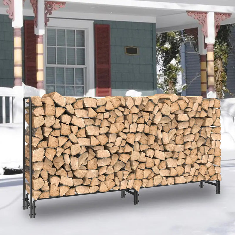 91.6” Metal Heavy Duty Firewood Log Rack Long Large Storage Holder Wood Stackers Garden Indoor