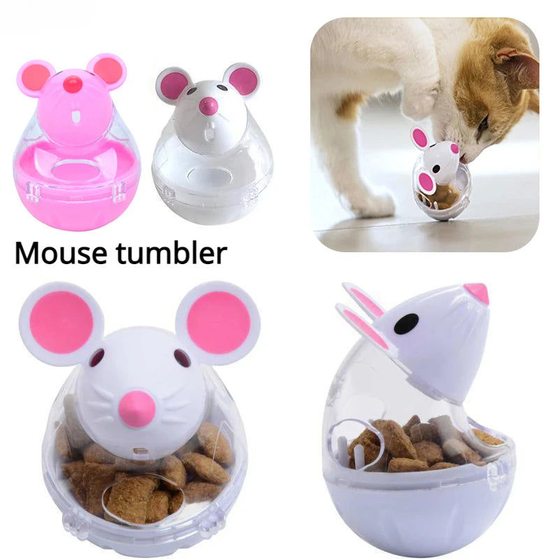 Mouse Tumbler Leak Food Feeder Pet Puzzle Cartoon Cats Toy Leakage Ball Kitten Interactive Toys Slow Feeding Pet Supplies