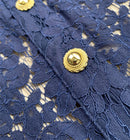 The Nocturne | Navy Lace Patchwork Retro Midi Dress