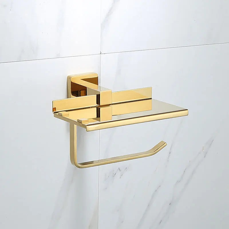 Luxury Golden Bathroom Brass Hardware Towel Rack Paper holder Toilet Brush Holder Towel Holder hook Row hook Activity bar