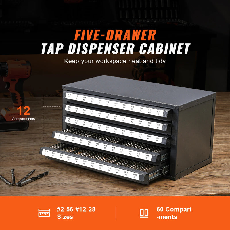 SucceBuy Drill Bit Dispenser Cabinet Three-Drawer Drill Bit Organizer Cabinet Steel Drill Dispenser Organizer Cabinet Storage