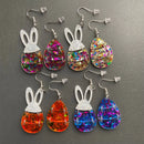 2024 Bunny Egg Basket Easter Earrings For Women Cute Cartoon Sequins Asymmetrical Rabbit Acrylic Drop Earrings Jewelry Gift