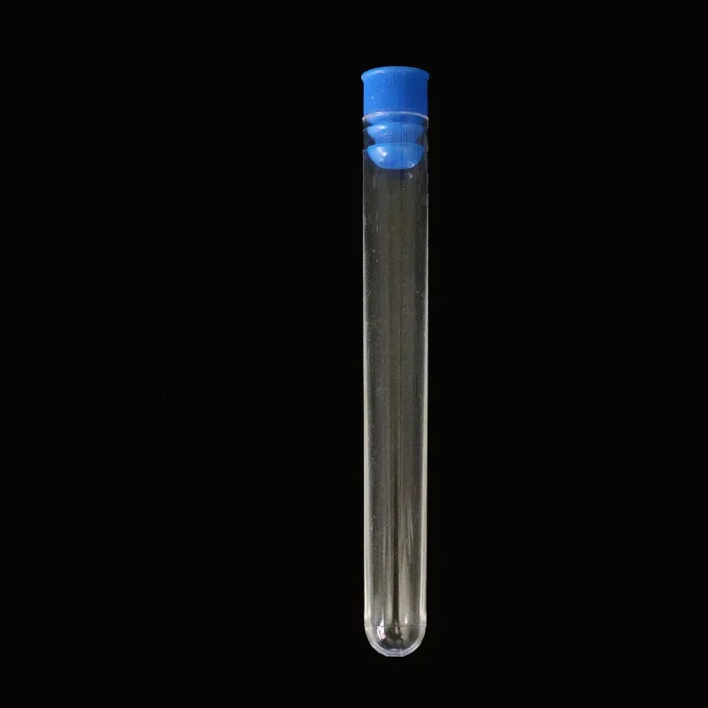 10 Pcs / Pack 12x100 Mm Transparent Laboratory Transparent Plastic Test Tube with Starting Cap School Laboratory Supplies