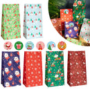 Merry Christmas Kraft Paper Bags Navidad Xmas Packaging Bag with Stickers Advent Calendar Gift Pocket Noel Party Supplies 24pcs