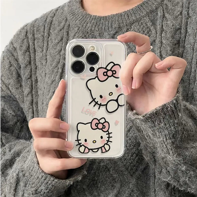 HOT Sanrio Hello Kitty Cartoon Cute Phone Case For iPhone 15 14 13 Pro Max 11 12 13 Pro Mini X XR 7 8 Plus Lovely Cover Girl