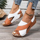 New Women's Contrast Color Wedge Sandals Summer Peep Toe Non Slip Beach Shoes Woman Comfortable Platform Roman Sandalias