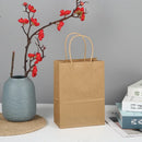 10pcs/lot Kraft Paper Bag with Handles Solid Color Gift Packing Bags for Store Clothes Wedding Christmas Supplies Handbags Kit