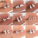 Lovely Moon Cat Earrings for Women Kids Multiple Mini Stainless Steel Stud Earring Animal Kitten Jewelry Girls boucle d'oreille