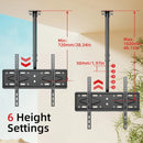 Ceiling TV Mount, TV Mount for 26-65 inch TVs, TV Ceiling Mount with Swivel, Tilt and 6 Height Adjustable, Max VESA 400x400mm