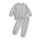 2026 New Arrivals Little Girls Clothing Tracksuit 2 Pieces Set Warm Fleece Plain Top Sweatshirt+Pants Loungewear Suit For Kids