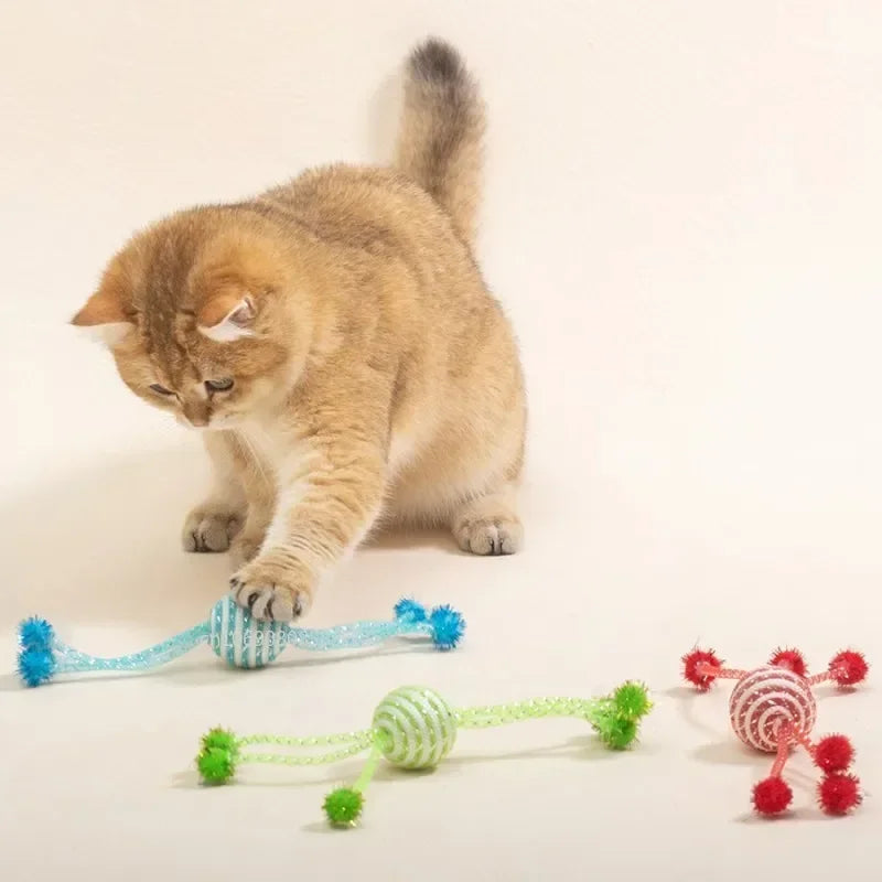 Cat Toy Self Hi Cats Sticks Cat Toys Interactive Ropes Ball Toys for Pet Dogs Teasing Bite-resistant Wool Ball Gatos Accesorios