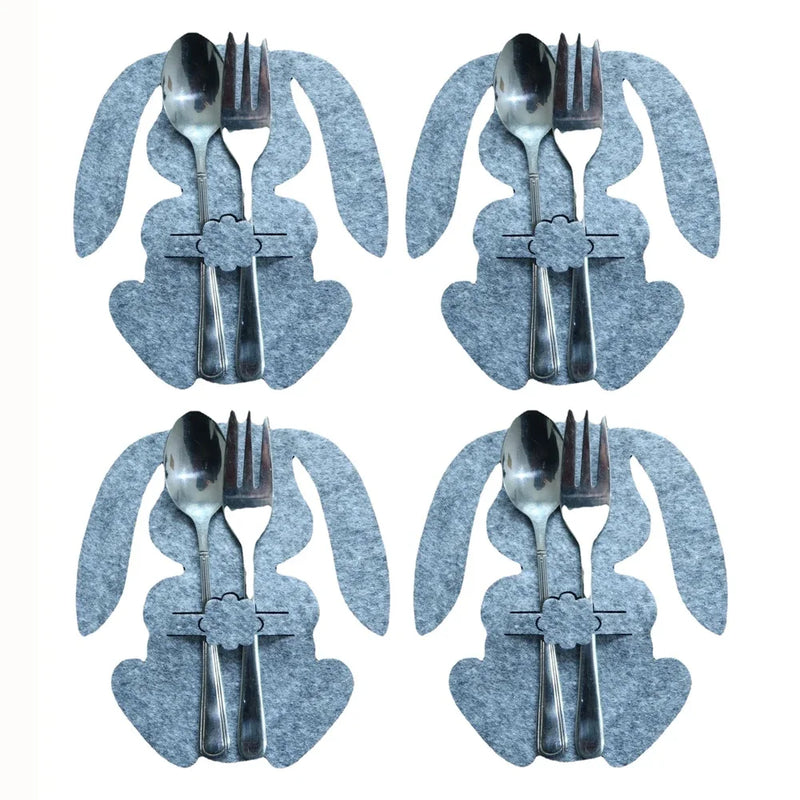 4Pcs/set Easter Knife Fork Bags Non-woven Cartoon Sheep Easter Rabbit Cutlery Holder Bag Tableware Organizer Easter Decorations