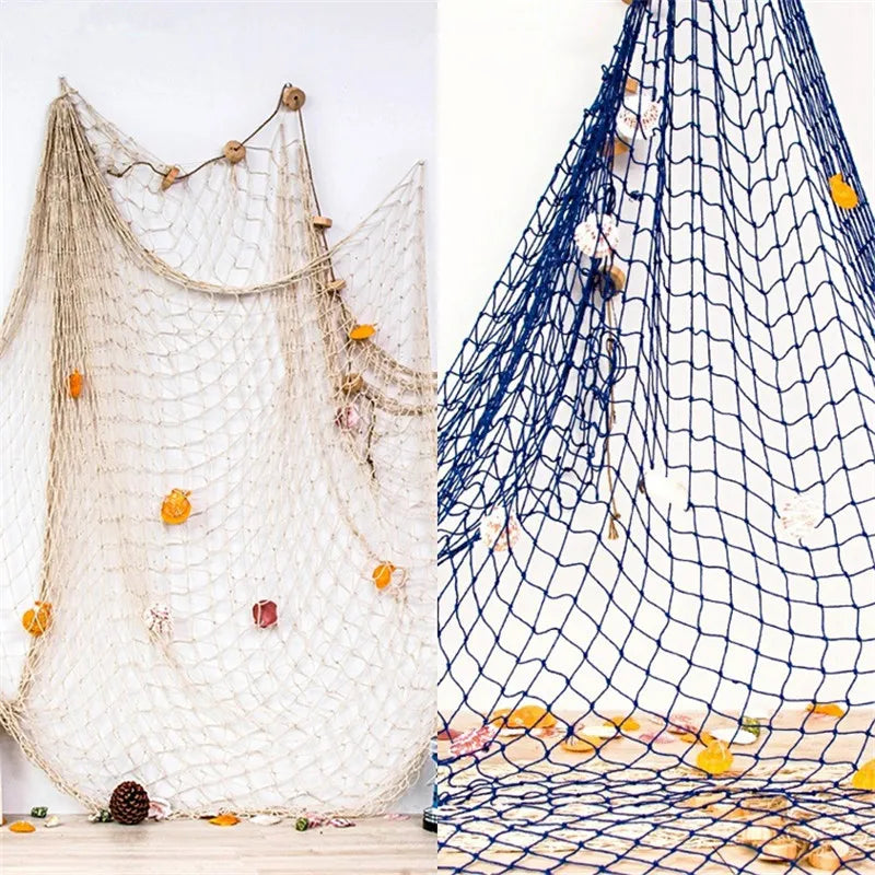 Fishing Net Wall Hangings Ornament Studio Prop Room Home Decoration Mediter Sea Stickers Marine Over The Garden Crafts Nautical