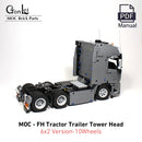 Technical Truck Engineering 6x4 Tractor Unit Semi Trailer Container Modified from 42078 the Mark Anthem MOC Building Blocks Toys