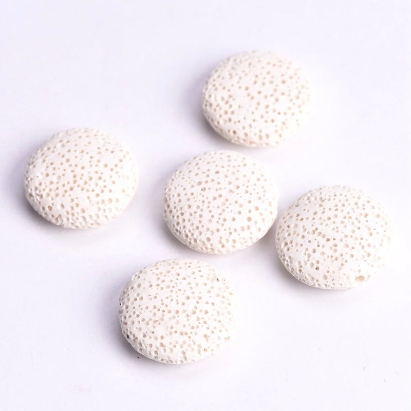 5pcs Natural Volcano Lava Stone Flat Round 20mm 27mm 32mm Loose Crafts Beads lot for Jewelry Making DIY Earring Findings