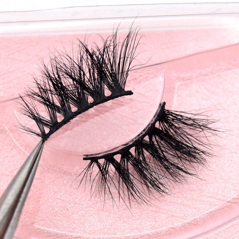 Visofree Half Mink Lashes Make Up False Eyelashes Hand Up Natural Long Mink Lashes Cruelty Free Crisscross Mink Fake Eyelashes