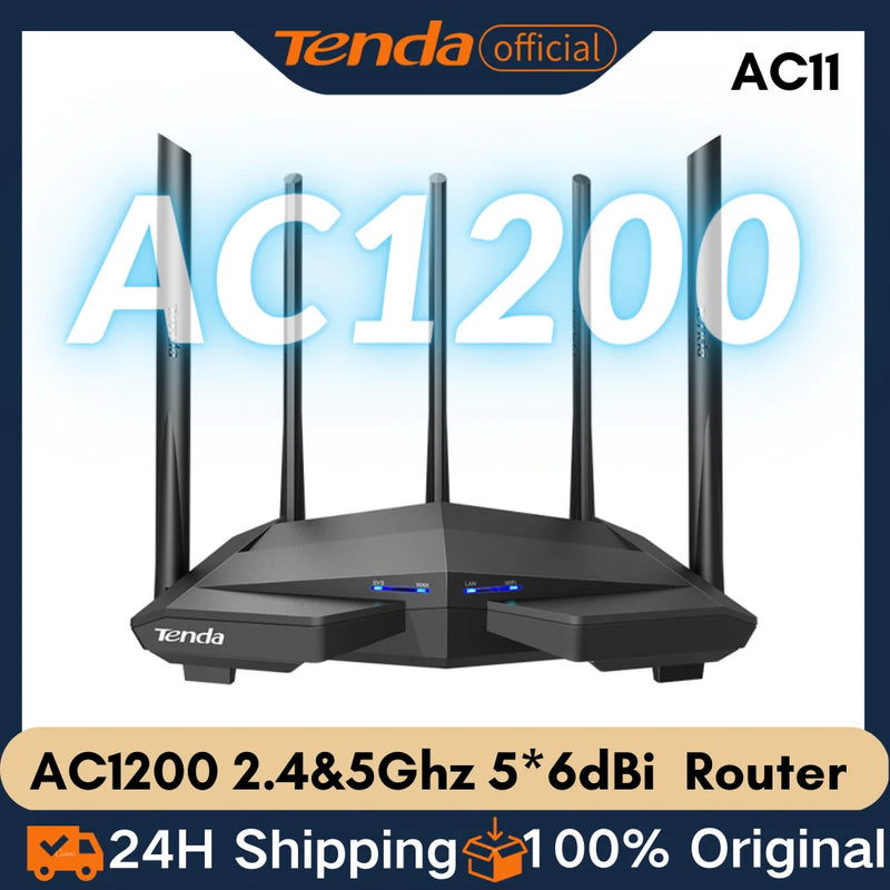 Tenda AC11 AC1200 WIFI Router Gigabit Wireless Router 2.4G 5GHz Dual Band MU MIMO 5 Antennas Beamforming Signal Amplifier