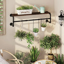 Industrial Wall-Mounted Pipe Clothing Rack with Wooden Shelf